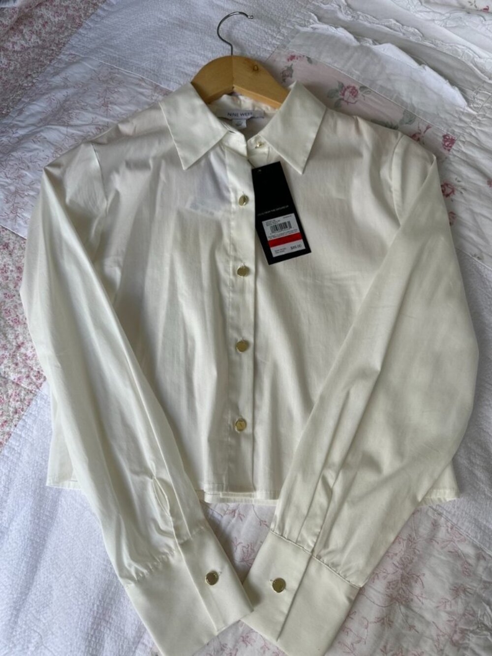 Nine West button down crop women's shirt XS